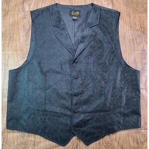 Scully Western Paisley Vest Black Formal Cowboy Notch Lapel Mens XXL